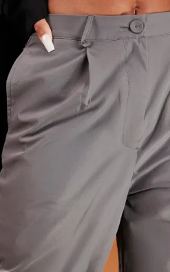 Charcoal Peach Skin Straight Leg Pants