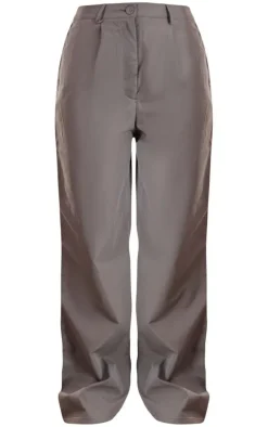 Charcoal Peach Skin Straight Leg Pants