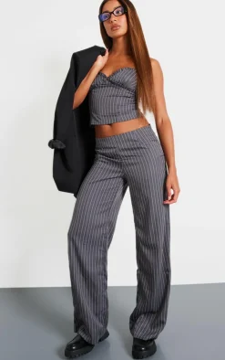 Sale PrettyLittleThing Pinstripe Cami Top Charcoal