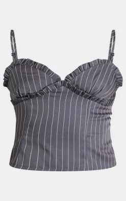 Sale PrettyLittleThing Pinstripe Cami Top Charcoal