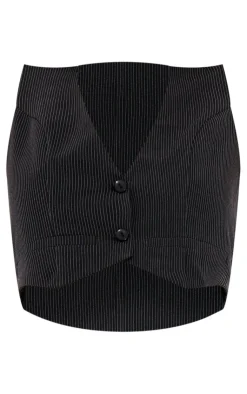New PrettyLittleThing Pinstripe Tailored Cropped Seam Detail Vest Charcoal