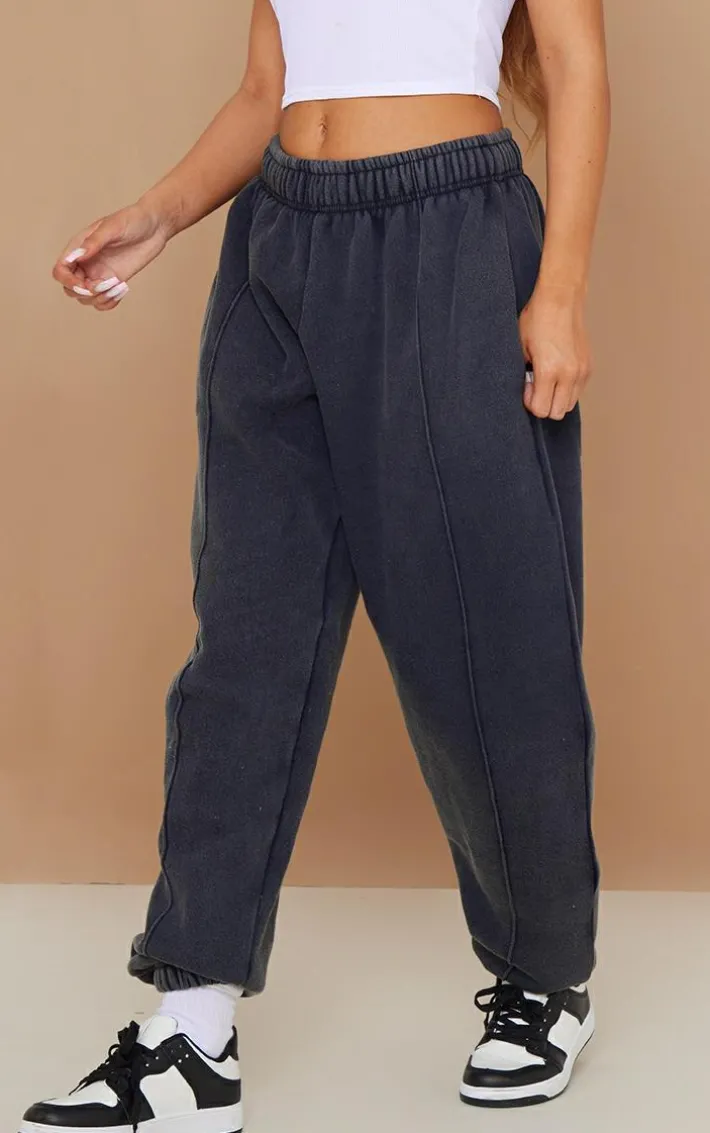 Charcoal Pintuck Detail Oversized Sweatpants