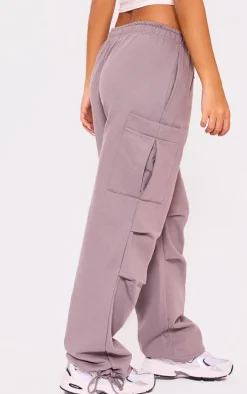 Charcoal Pocket Detail Pintuck Cargo Joggers