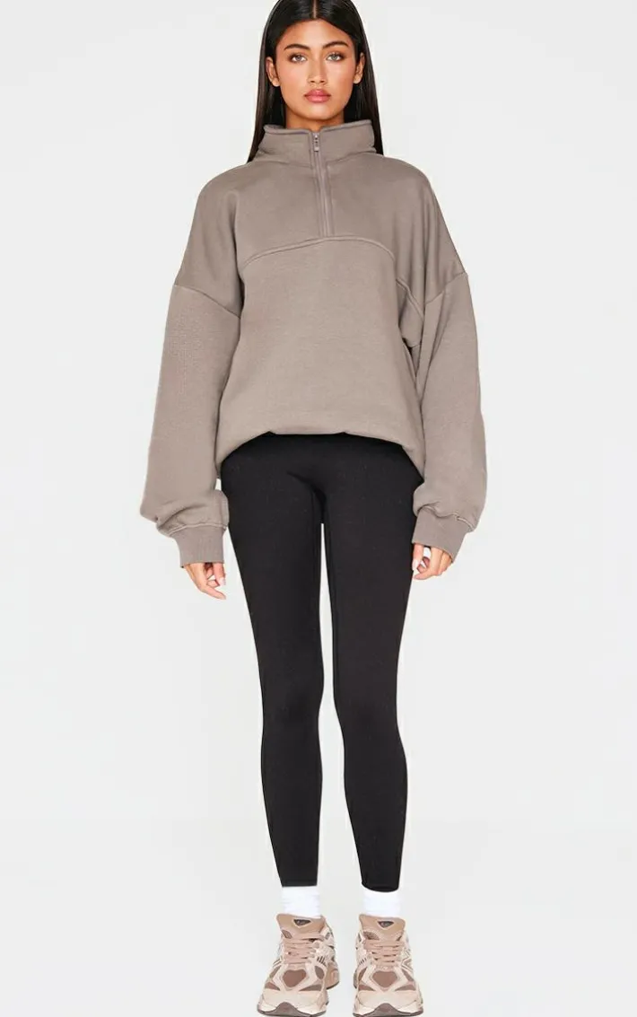 Charcoal Print High Neck Quarter Zip Sweatshirt