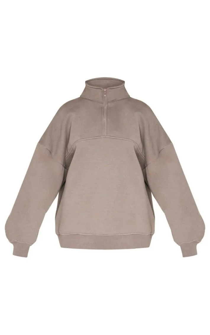 Charcoal Print High Neck Quarter Zip Sweatshirt