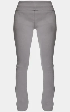 Best PrettyLittleThing Rib Fold Over Waist Flared Pants Charcoal