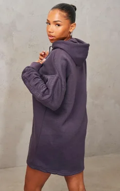 PrettyLittleThing Sweater Dresses*Ruched Hooded Sweater Dress