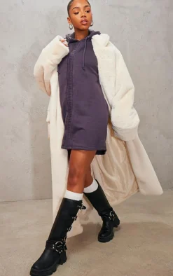 PrettyLittleThing Sweater Dresses*Ruched Hooded Sweater Dress