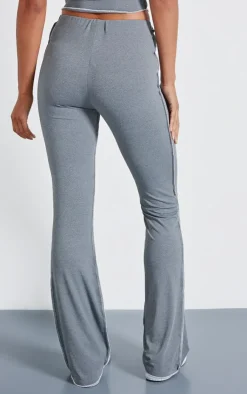 Clearance PrettyLittleThing Seam Detail Mid Rise Skinny Flared Pants Charcoal