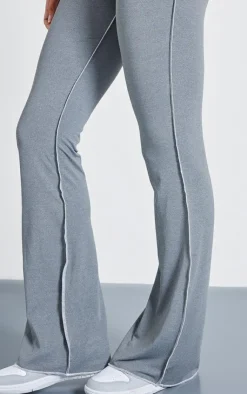 Clearance PrettyLittleThing Seam Detail Mid Rise Skinny Flared Pants Charcoal