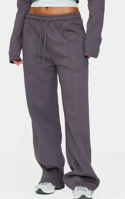 Clearance PrettyLittleThing Seam Detail Wide Leg Sweatpants Charcoal
