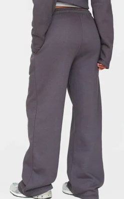 Clearance PrettyLittleThing Seam Detail Wide Leg Sweatpants Charcoal