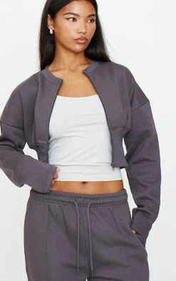Clearance PrettyLittleThing Seam Detail Wide Leg Sweatpants Charcoal