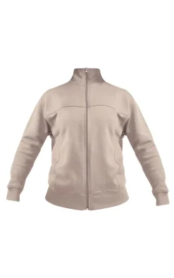 Outlet PrettyLittleThing Seam Detail Zip Through Track Top Charcoal