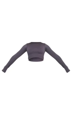 PrettyLittleThing Workout Tops*Seamless Long Sleeve Cropped Gym Top