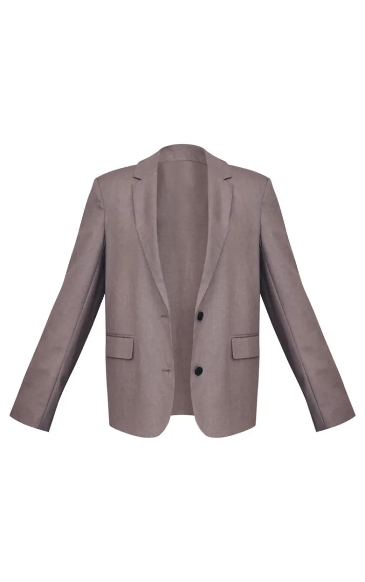 Charcoal Single Breasted Seam Detail Blazer