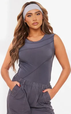PrettyLittleThing Sleeveless Tops*Slinky Exposed Seam Sleeveless Bodysuit