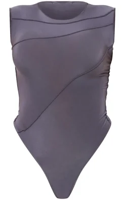 PrettyLittleThing Sleeveless Tops*Slinky Exposed Seam Sleeveless Bodysuit