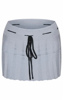 Outlet PrettyLittleThing Soft Knit Contrast Tie Micro Mini Skirt Charcoal