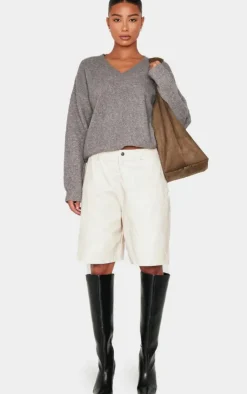 PrettyLittleThing Oversized Sweaters*Soft Knit V Neck Oversized Sweater