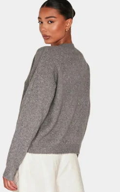 PrettyLittleThing Oversized Sweaters*Soft Knit V Neck Oversized Sweater