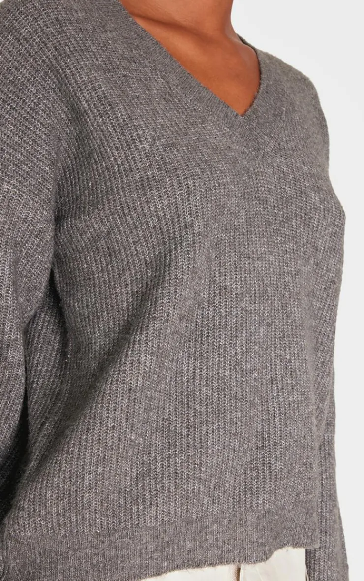 PrettyLittleThing Oversized Sweaters*Soft Knit V Neck Oversized Sweater