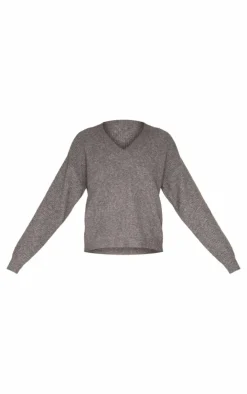 PrettyLittleThing Oversized Sweaters*Soft Knit V Neck Oversized Sweater