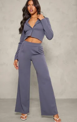 Outlet PrettyLittleThing Soft Tailored Wide Leg Pants Charcoal