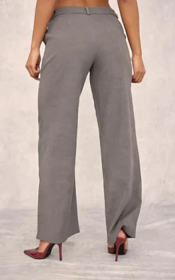 Charcoal Soft Twill Blend Low Rise Tailored Pants