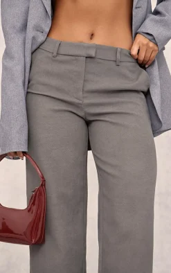 Charcoal Soft Twill Blend Low Rise Tailored Pants