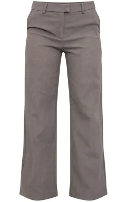 Charcoal Soft Twill Blend Low Rise Tailored Pants