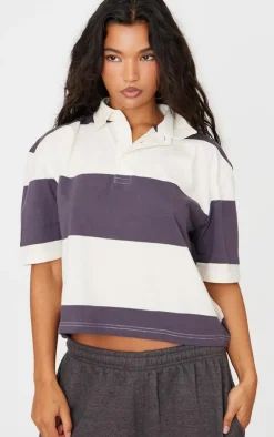 PrettyLittleThing T-Shirts*Striped Collared T Shirt