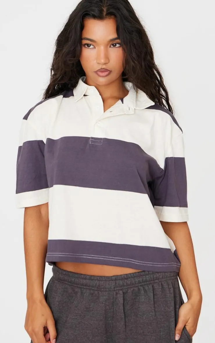 PrettyLittleThing T-Shirts*Striped Collared T Shirt