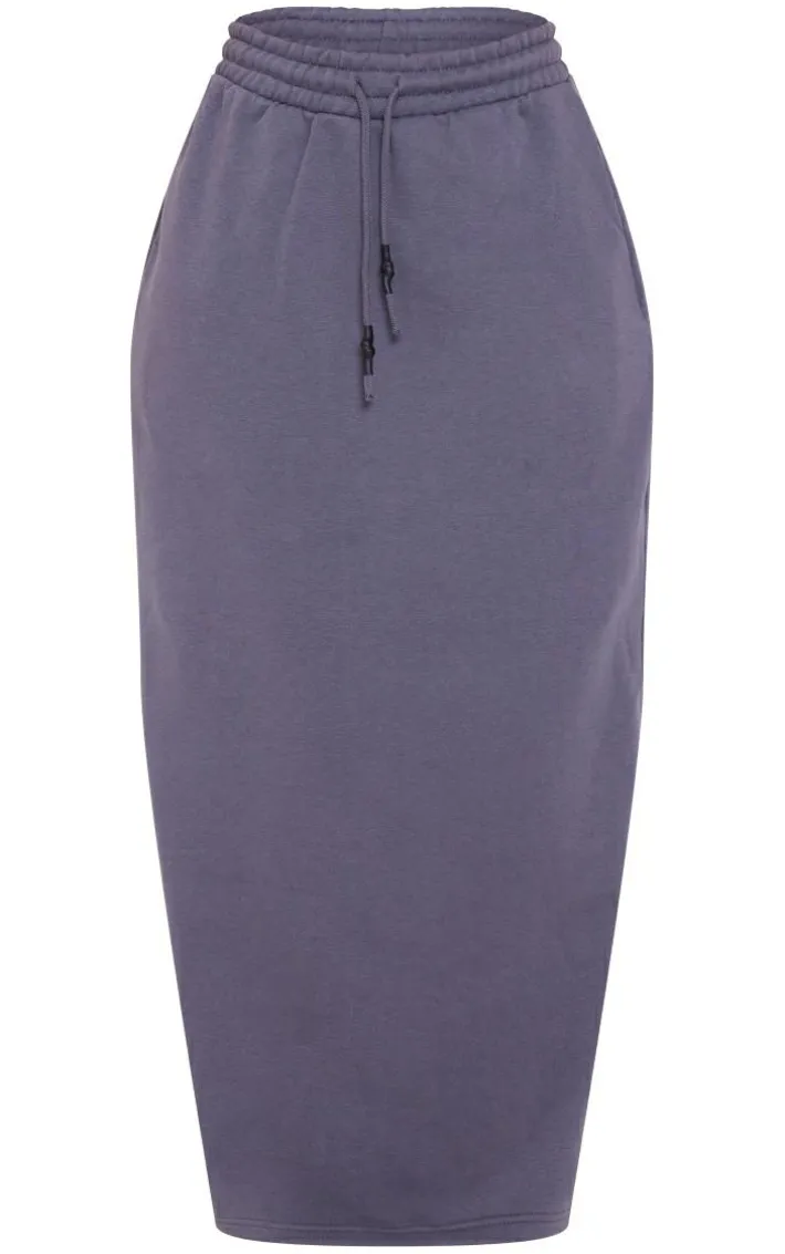 Charcoal Sweat Drawstring Midi Skirt
