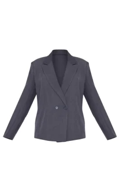 Online PrettyLittleThing Tailored Woven Oversized Blazer Charcoal