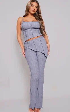 Outlet PrettyLittleThing Textured Asymmetric Flare Pants Charcoal