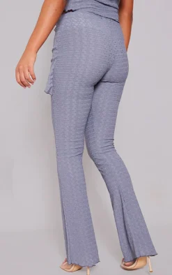 Outlet PrettyLittleThing Textured Asymmetric Flare Pants Charcoal