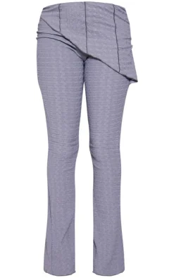 Outlet PrettyLittleThing Textured Asymmetric Flare Pants Charcoal