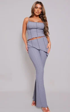 Online PrettyLittleThing Textured Asymmetric Hem Longline Cami Top Charcoal