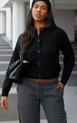 Charcoal Textured Low Rise Drawstring Straight Leg Pants