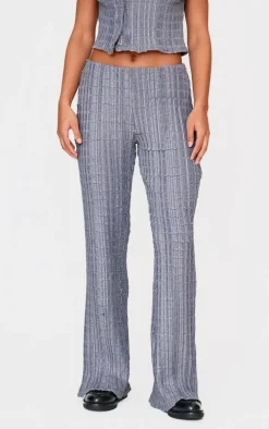 Charcoal Textured Mid Rise Skinny Flare Pants