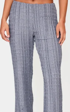 Charcoal Textured Mid Rise Skinny Flare Pants