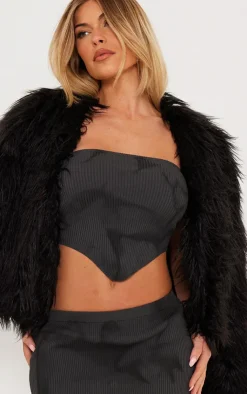 PrettyLittleThing Knitted Tops*Tie Dye Rib Knit Bandeau Crop Top
