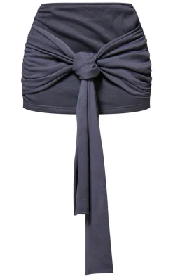 Tie Front Knot Drape Mini Skirt-PrettyLittleThing Best