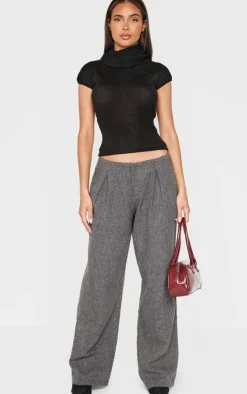 PrettyLittleThing Christmas Shop*Tweed Low Rise Straight Leg Pants