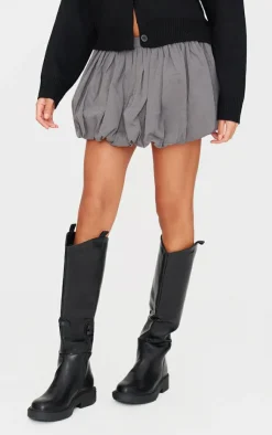 Twill Puffball Mini Skirt-PrettyLittleThing Online