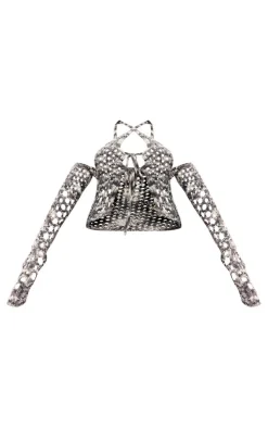 Discount PrettyLittleThing Twist Marl Knit Mini Skirt Charcoal