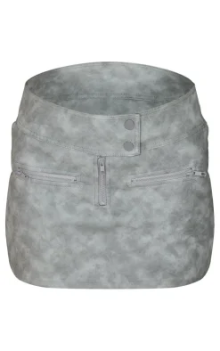 Best PrettyLittleThing Washed Faux Leather Zip Detail Micro Mini Skirt Charcoal