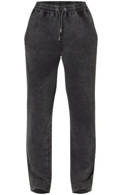 Best PrettyLittleThing Washed Straight Leg Seam Detail Sweatpants Charcoal