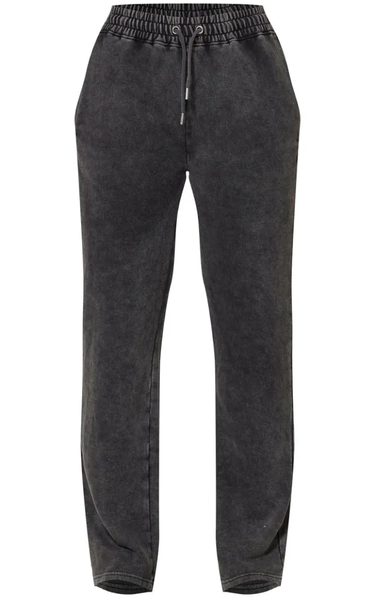Best PrettyLittleThing Washed Straight Leg Seam Detail Sweatpants Charcoal